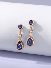 Natural Iolite Pear Drop Earrings in Gold
