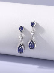 Natural Iolite Pear Drop Earrings in Gold