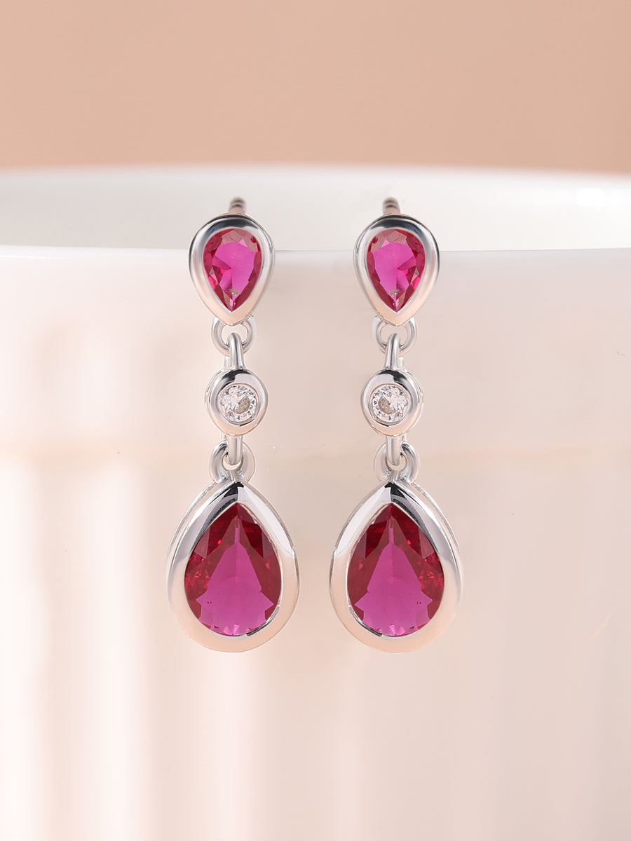 Ornate Ruby Danglers For Women
