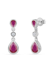Ornate Ruby Danglers For Women