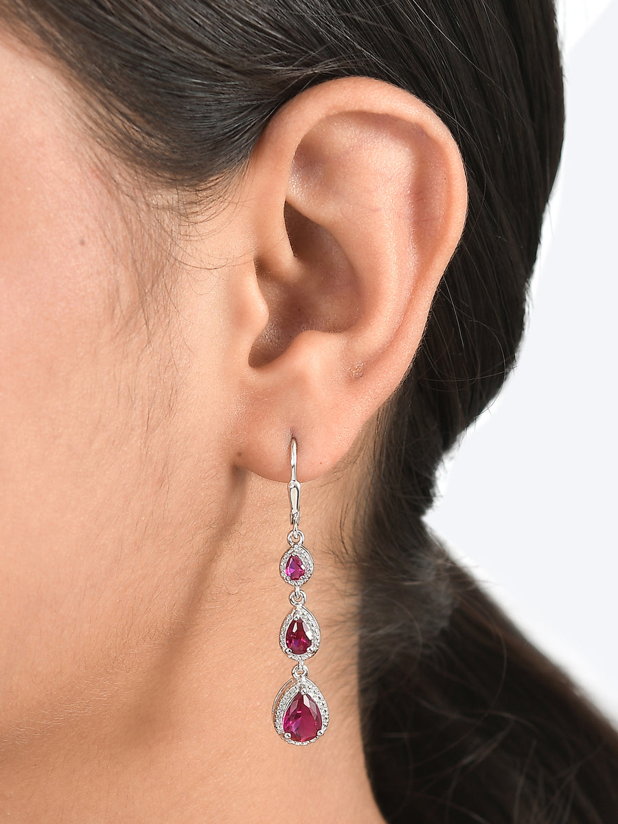 Rubina Silver Ruby Earrings For Women