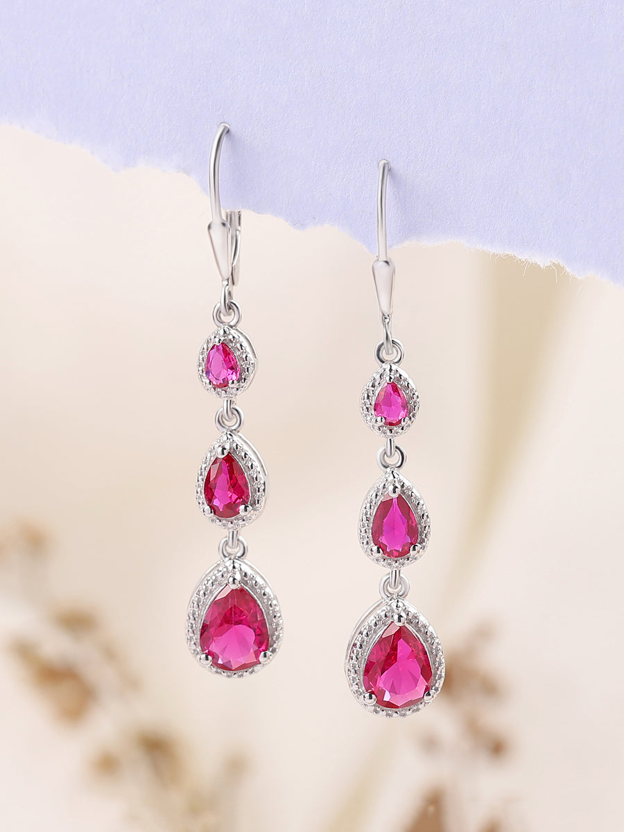 Rubina Silver Ruby Earrings For Women