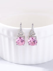 Pink Cz Stud Earrings For Women