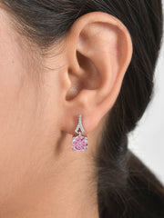 Pink Cz Stud Earrings For Women