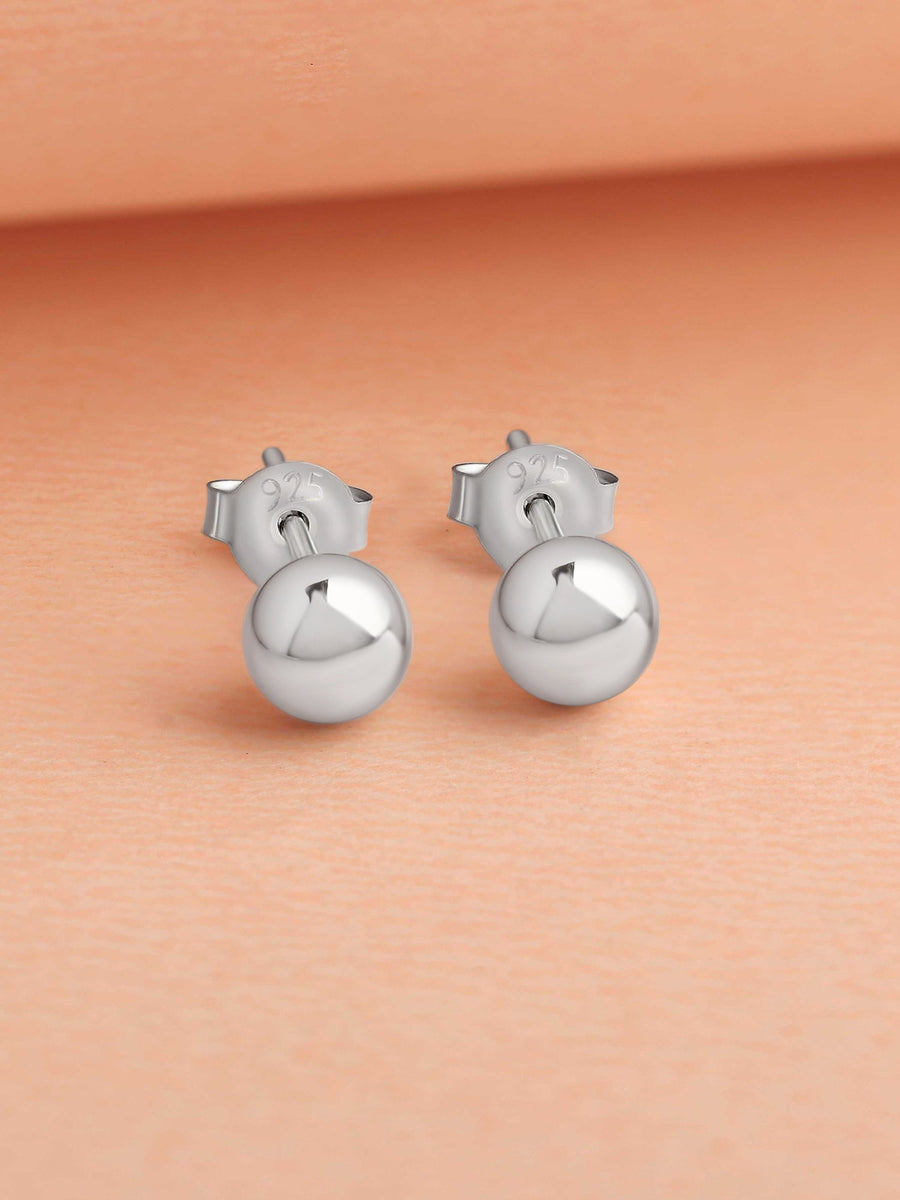 5 MM Silver Ball Stud Earrings - Ornate Jewels Jewellery
