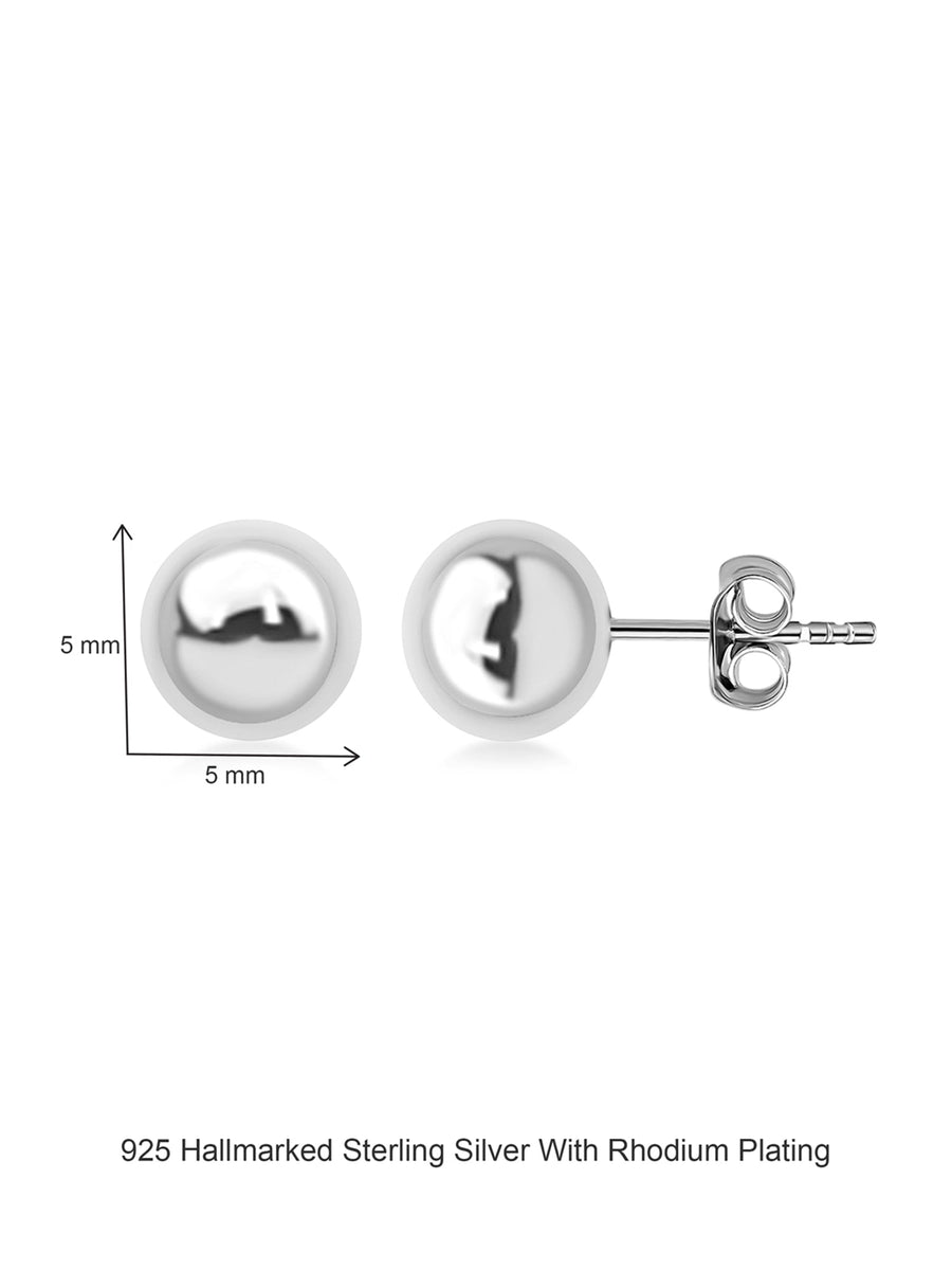 5 MM Silver Ball Stud Earrings-3