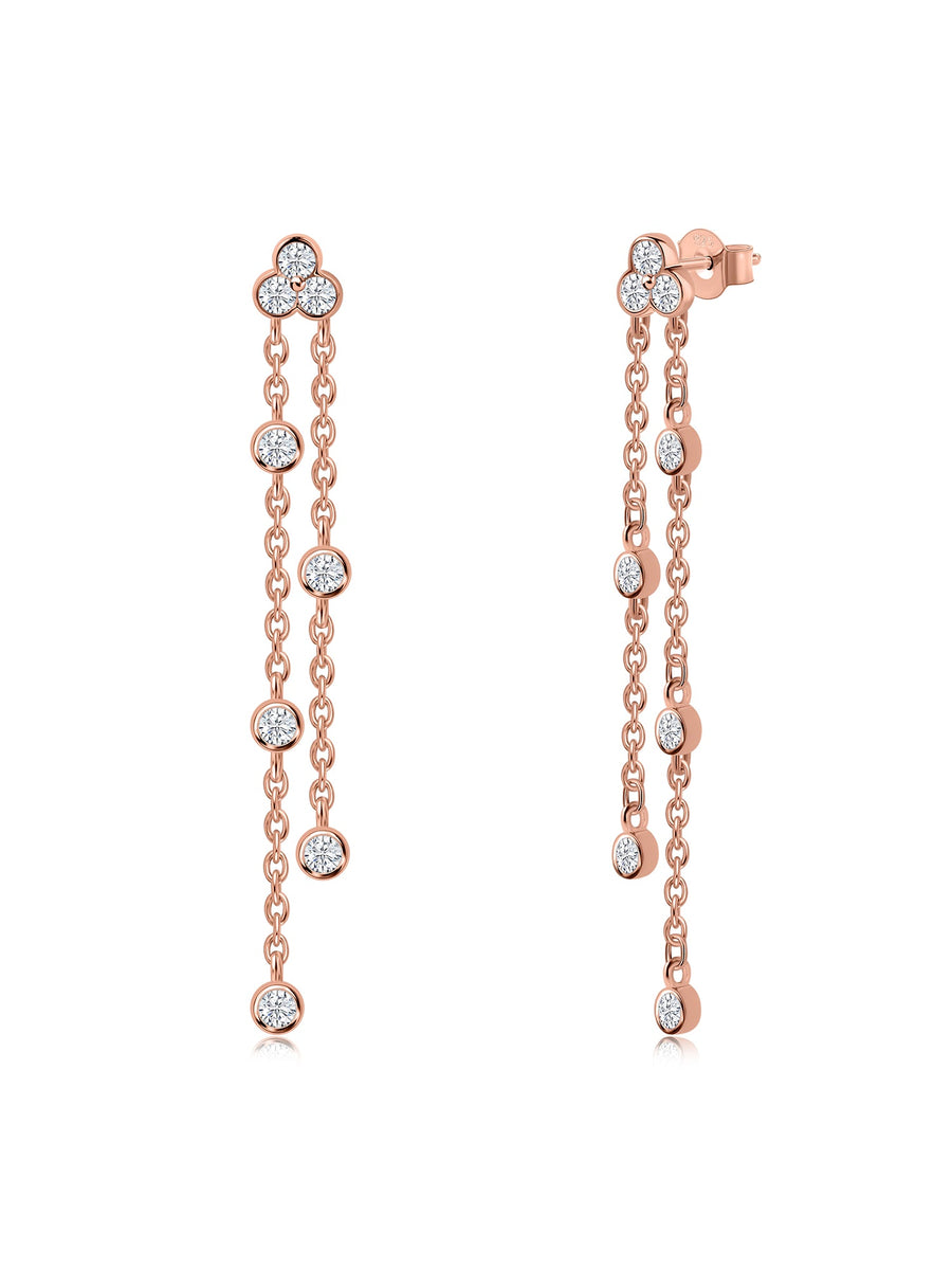 Aura Rose Gold Long Earrings for Women