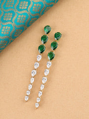 Emerald And Diamond Look Golden Earrings