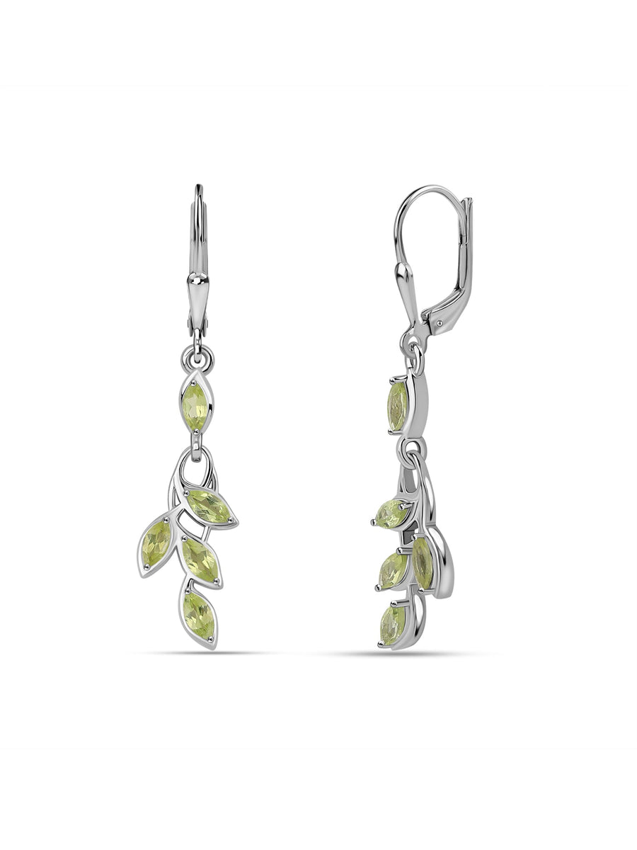Verdant Leaf Peridot Silver Earrings
