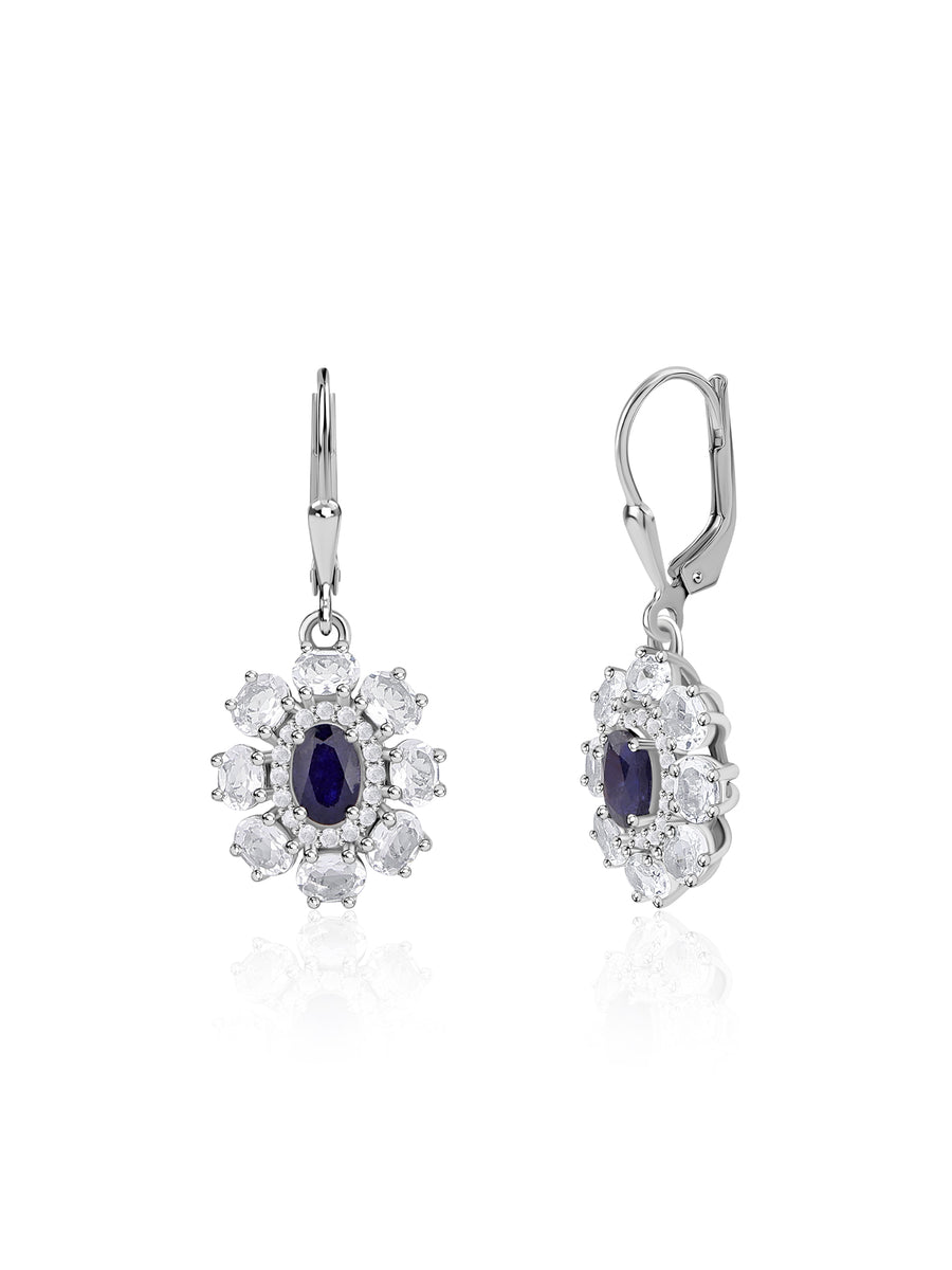 Natural Blue Sapphire Dangle Earrings