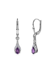 Natural Amethyst Teardrop Gold Earrings