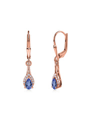 Natural Tanzanite Teardrop Gold Earrings