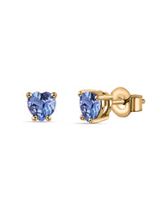Natural Tanzanite Heart Gold Stud Earrings