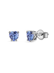Natural Tanzanite Heart Gold Stud Earrings