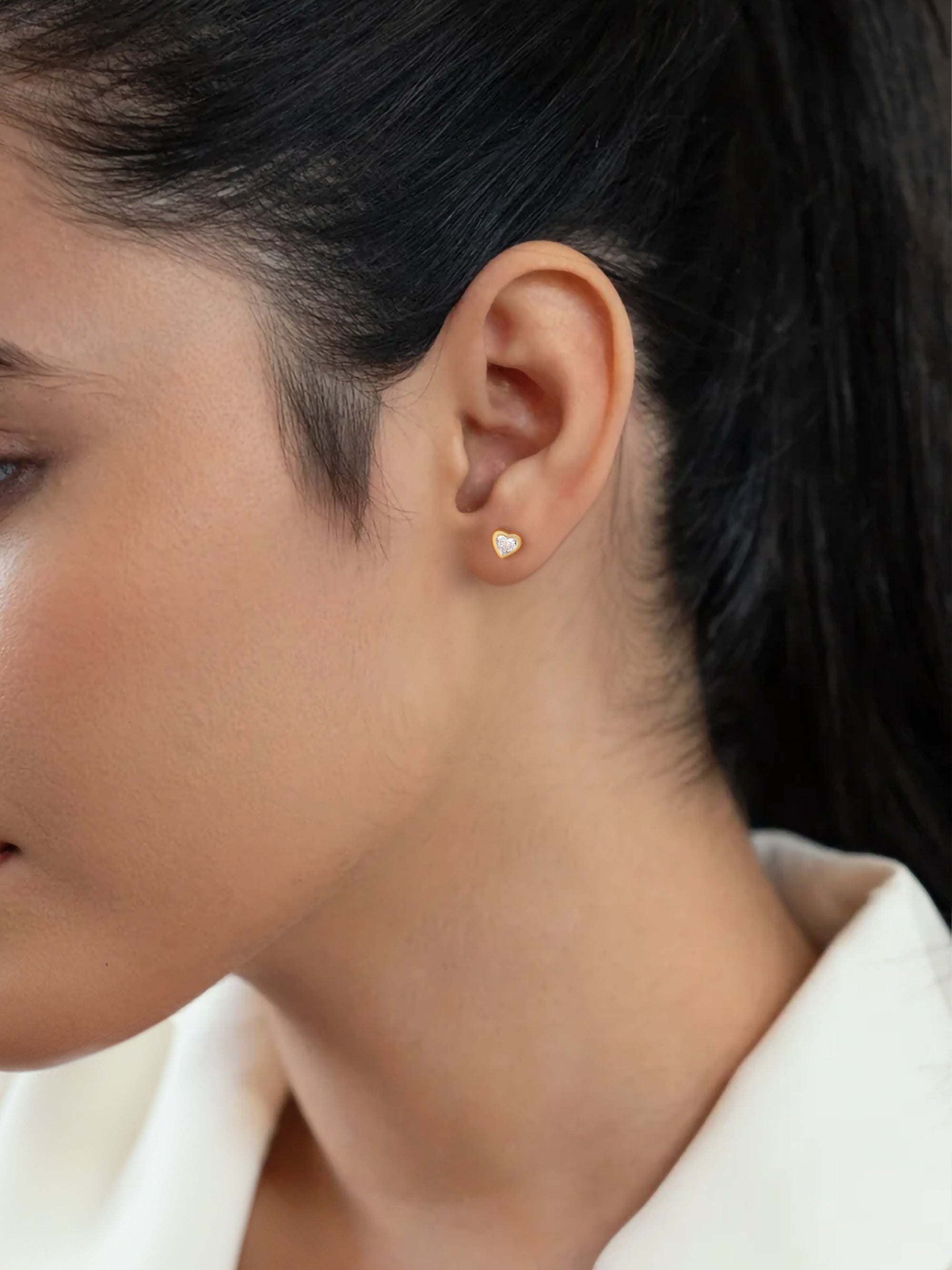 Lab Grown 0.50 Carat Heart Diamond Stud Earrings