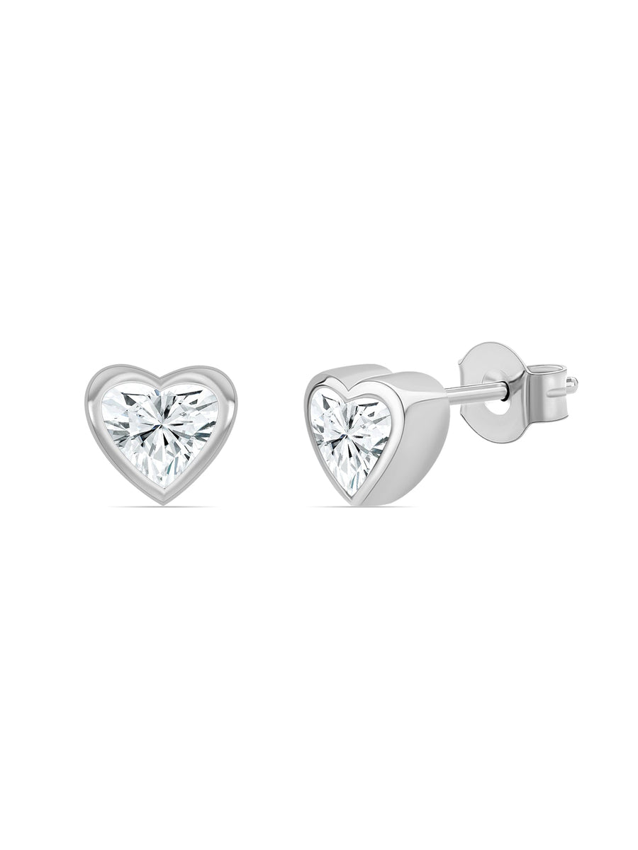 Lab Grown 0.50 Carat Heart Diamond Stud Earrings