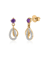 Ornate Amethyst Gold Drop Earrings