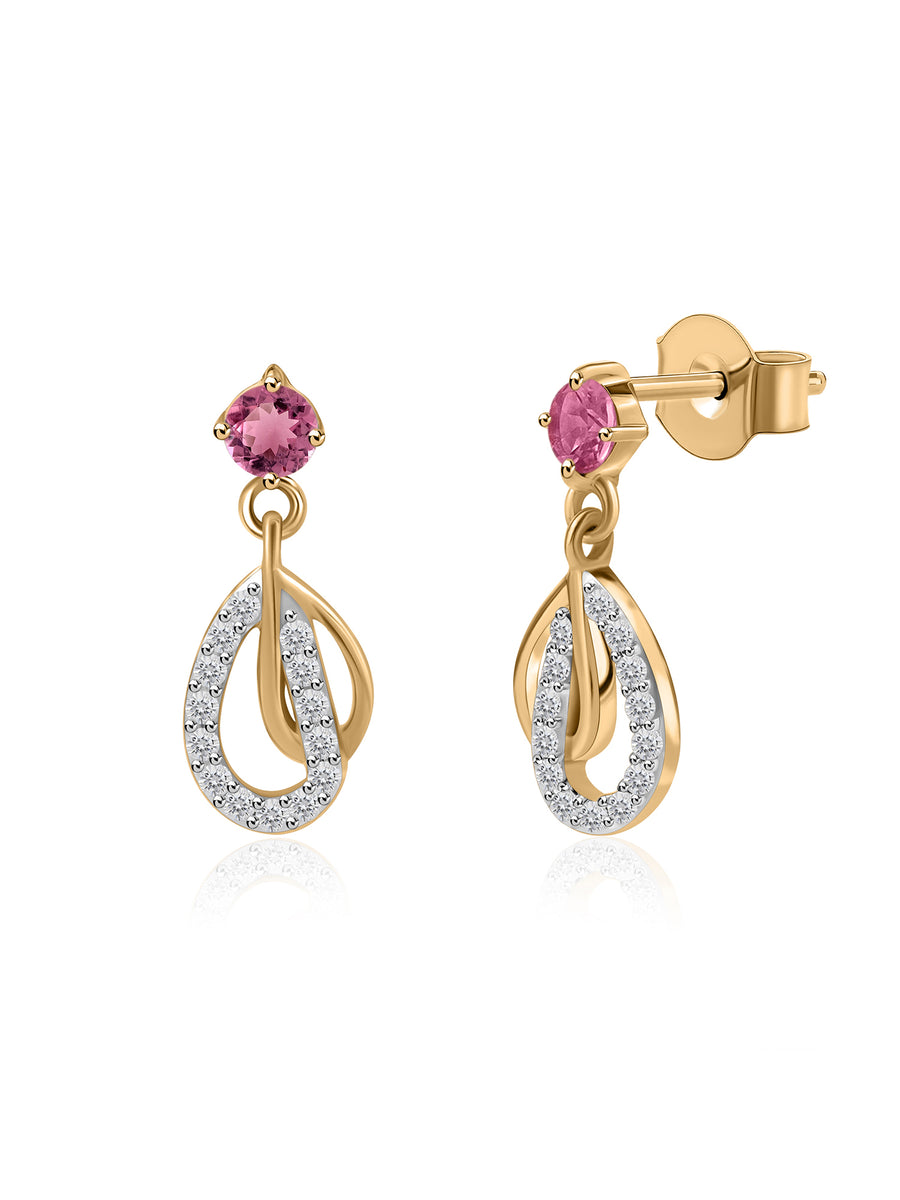 Ornate Tourmaline Gold Drop Earrings