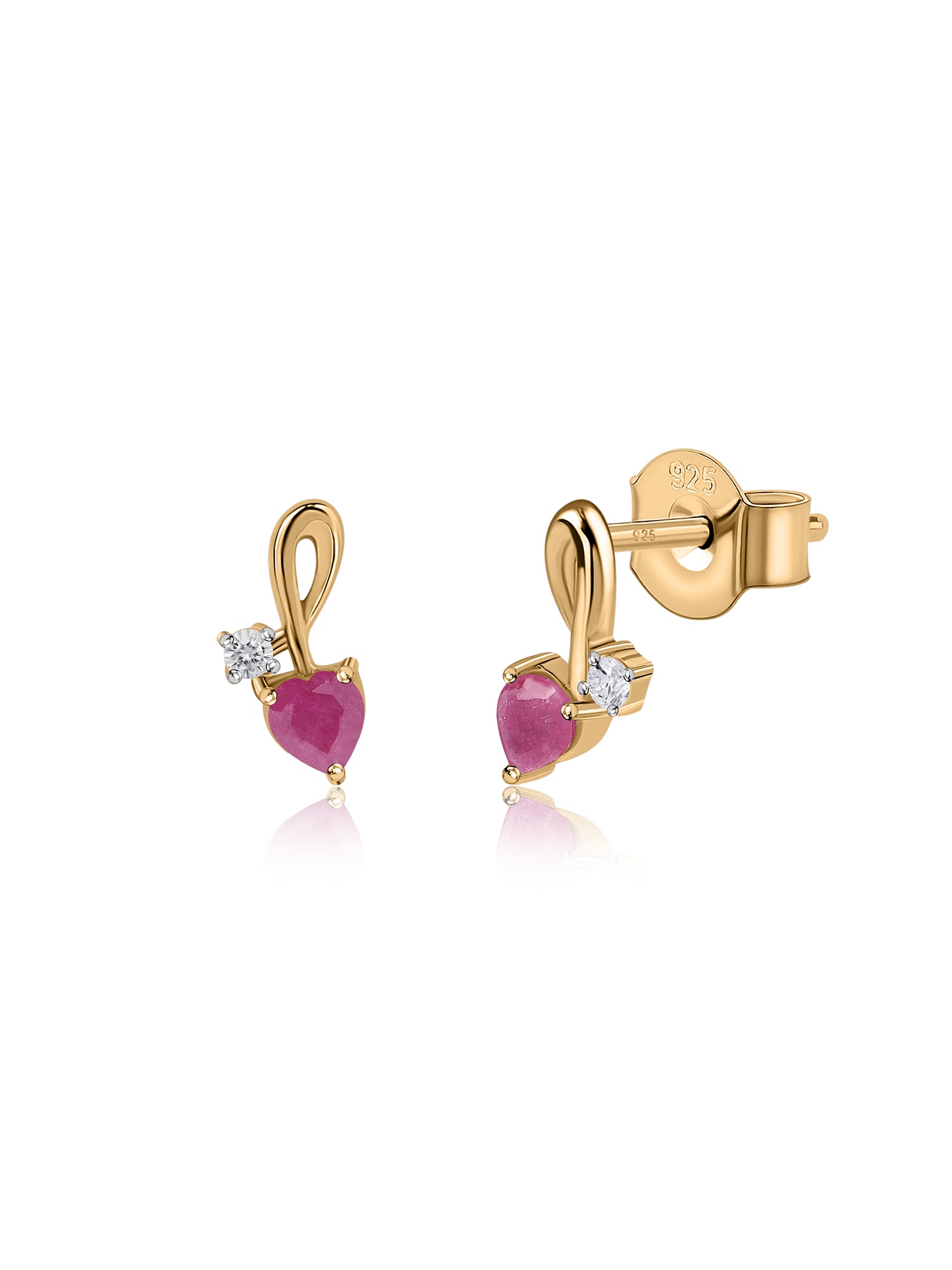 Natural Ruby And Cz Earrings
