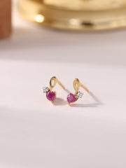 Natural Ruby And Cz Earrings