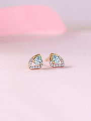 Natural Aquamarine Peary Gold Earrings