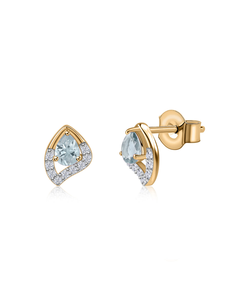 Natural Aquamarine Peary Gold Earrings