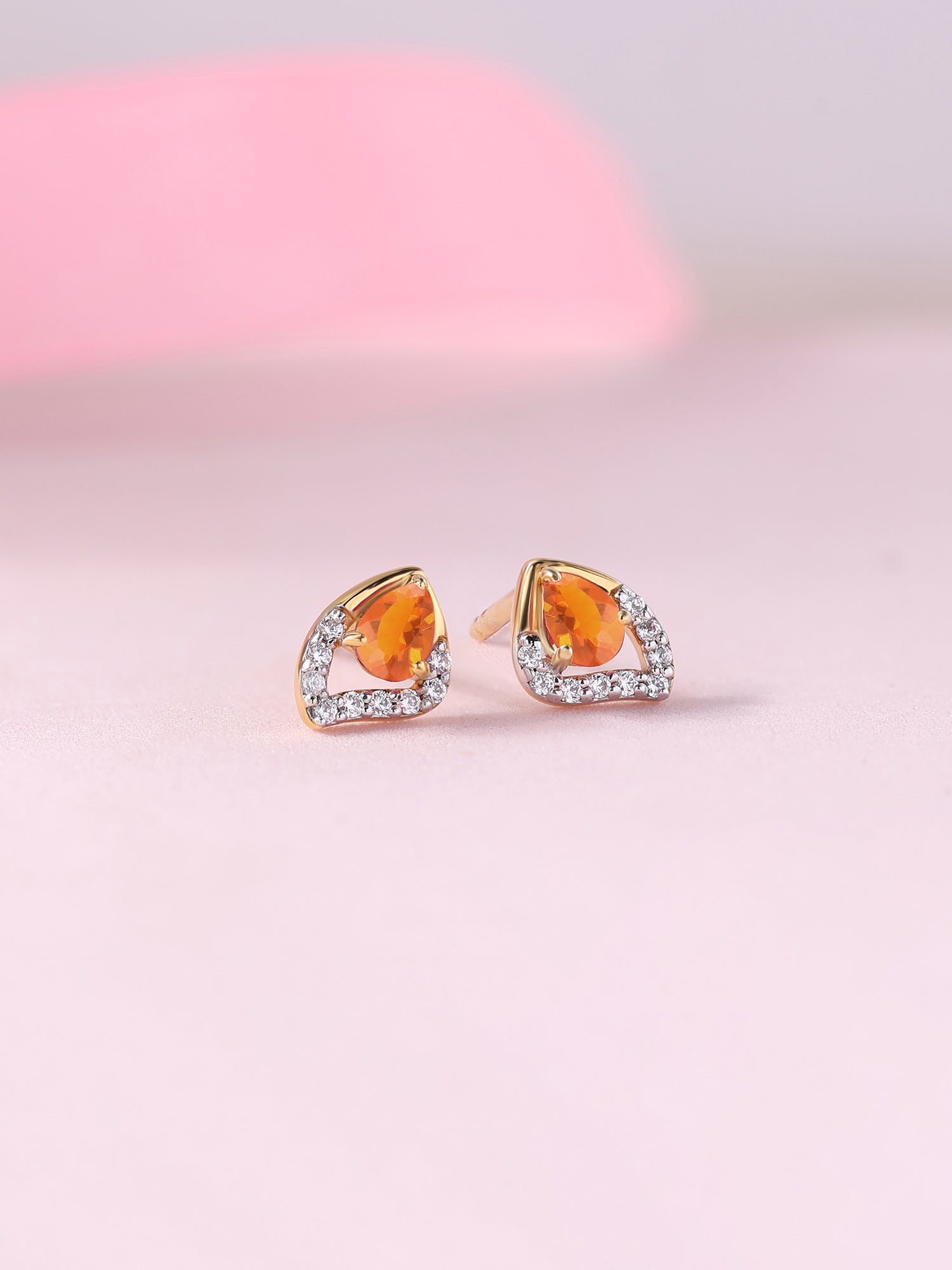 Natural Fire Opal Peary Gold Earrings