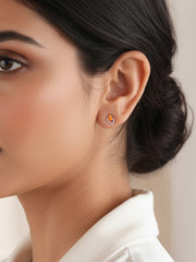 Natural Fire Opal Peary Gold Earrings