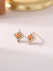 Fire Opal Precious Gold Earrings
