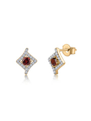 Red Garnet Precious Gold Earrings