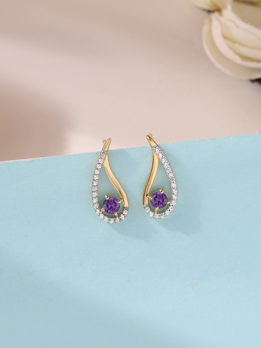 Pear-fect Twisted Amethyst Gold Earrings