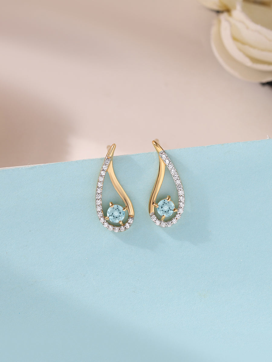 Pear-fect Twisted Aquamarine Gold Earrings