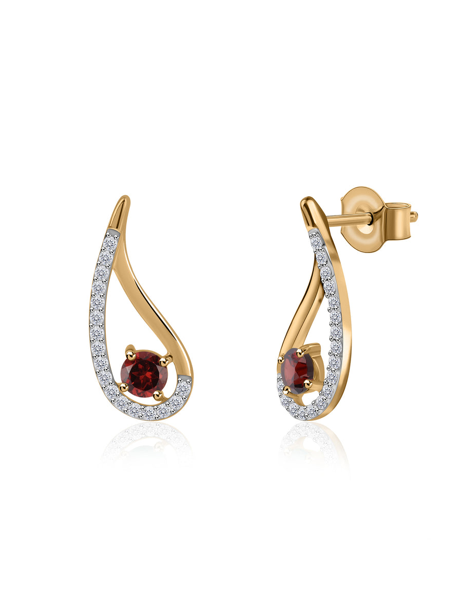 Pear-fect Twisted Garnet Gold Earrings