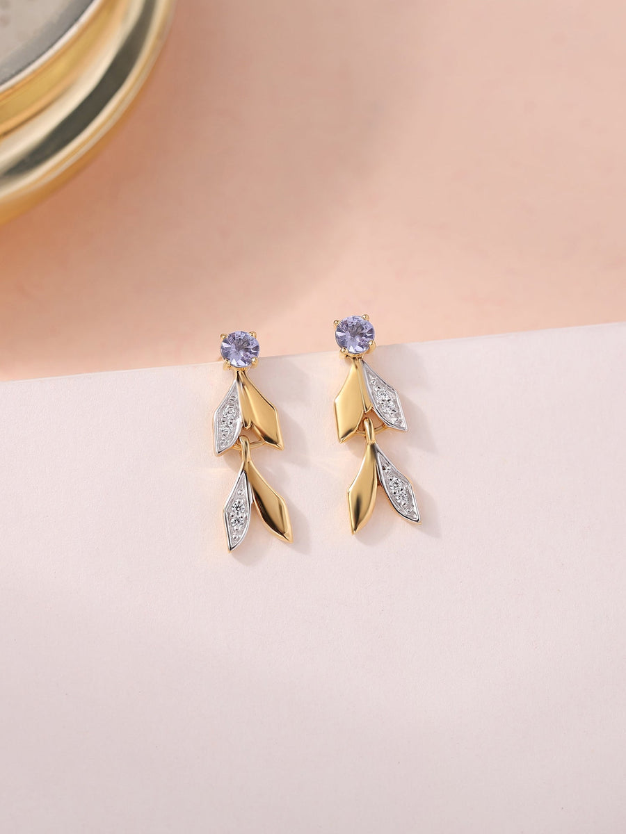 Tanzanite Leaf Earrings