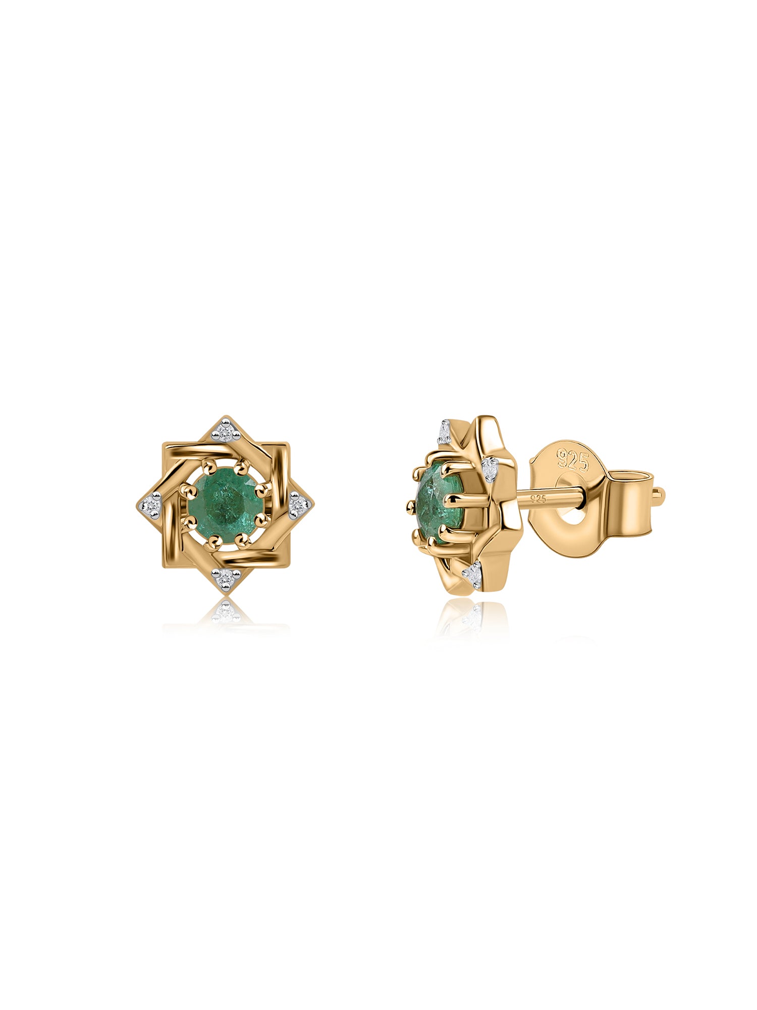 Emerald Woven Square Earrings