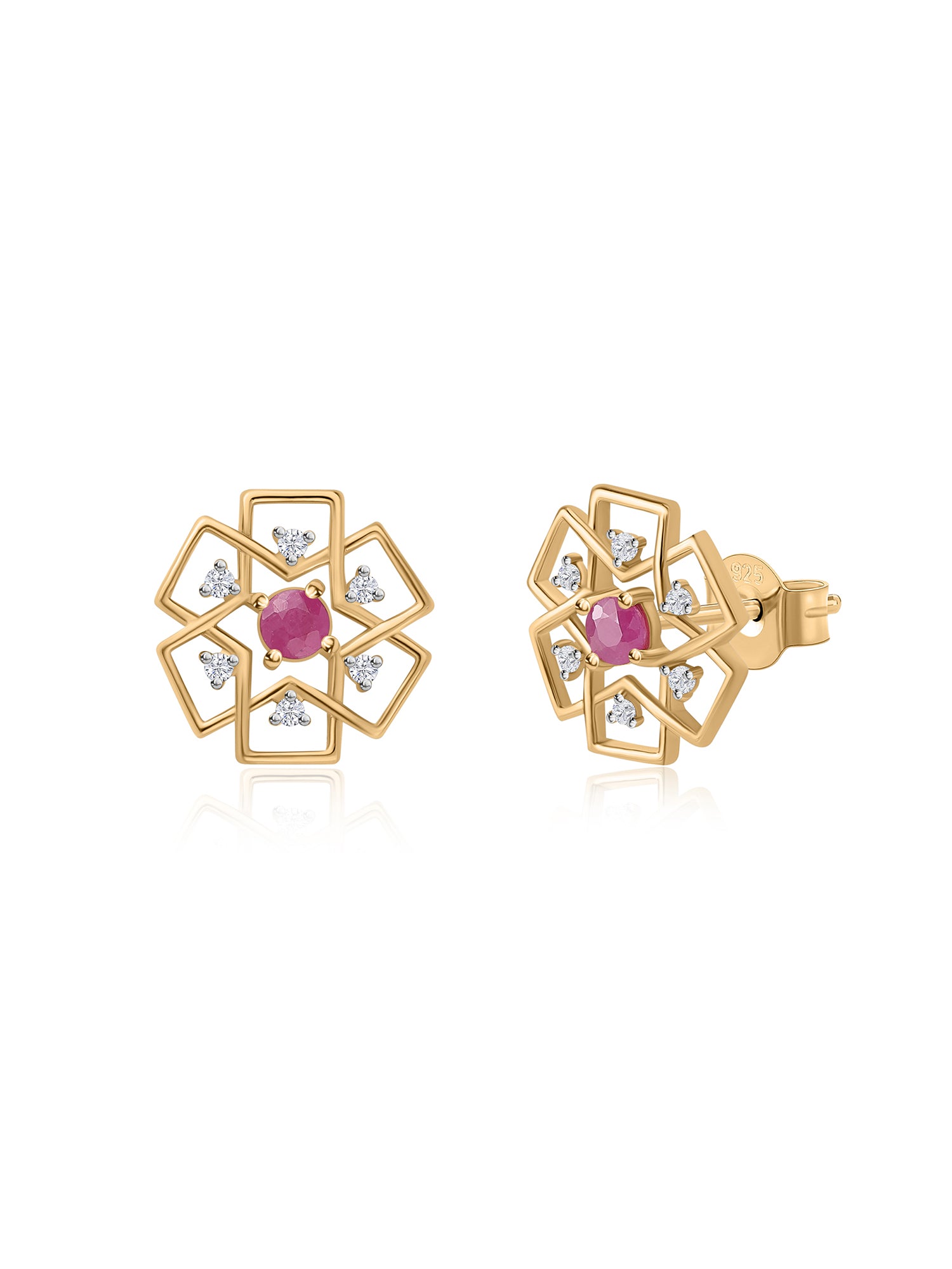 Natural Ruby Ornate Earrings