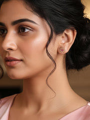 Natural Pink Tourmaline Gold Earrings