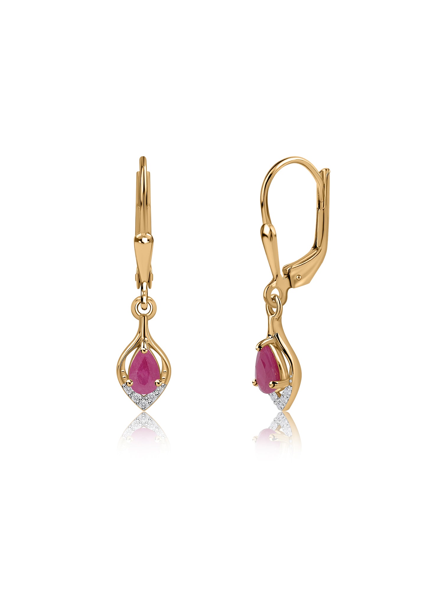 Natural Ruby Lever Back Earrings