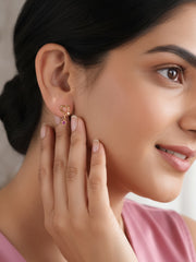 Natural Tourmaline Starry Heart Gold Earrings