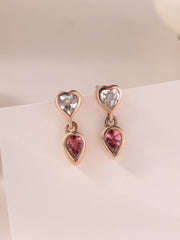 Natural Pink Tourmaline Heart Earrings