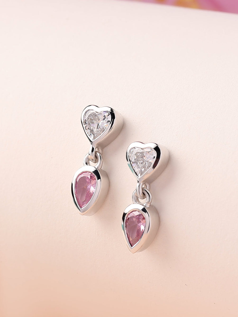 Pink Heart Drop Earrings