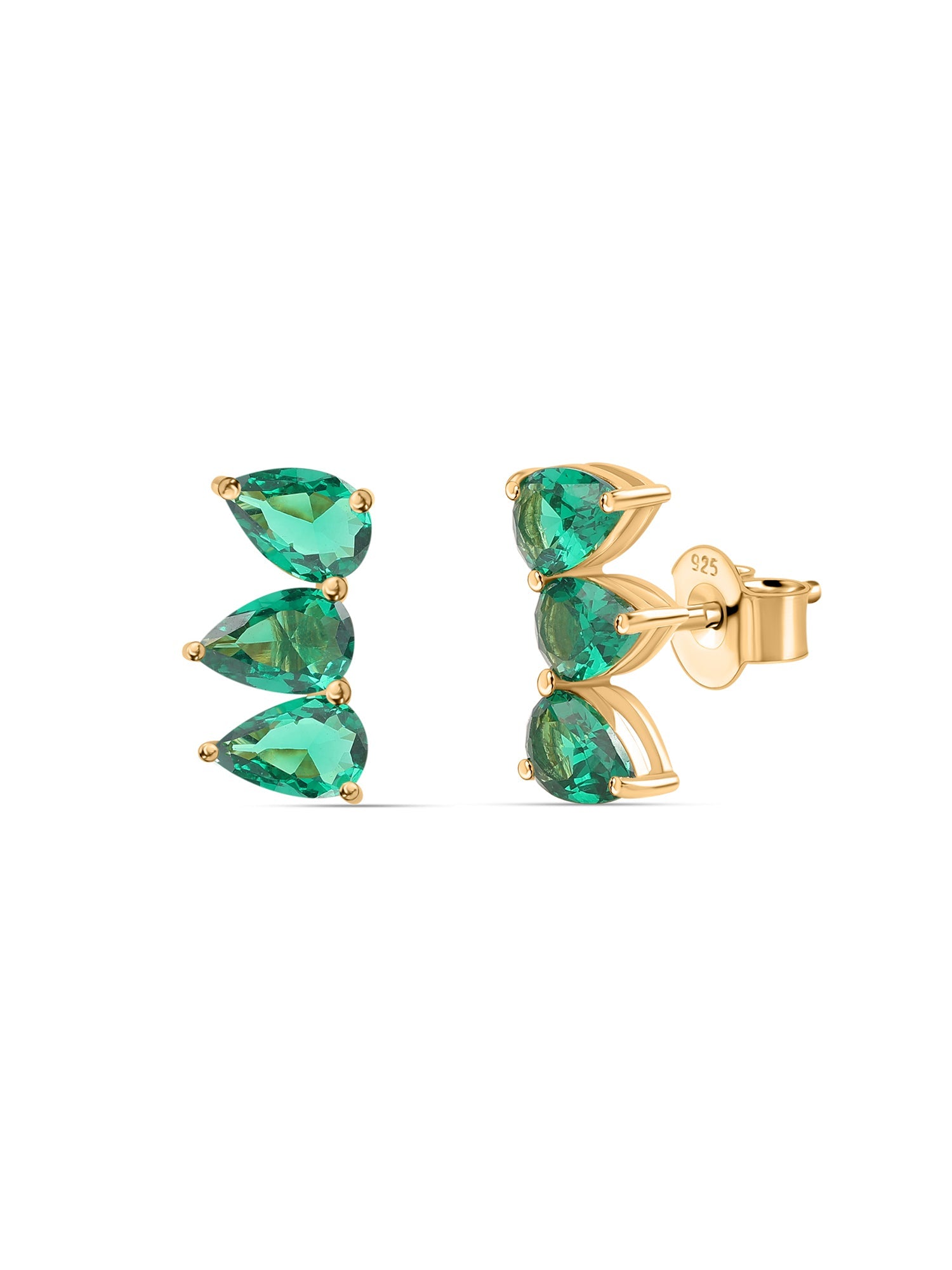 Trilogy Emerald Stud Earrings