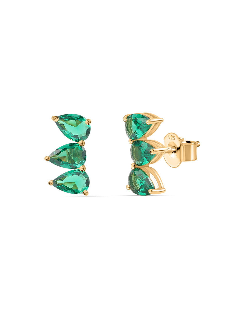 Trilogy Emerald Stud Earrings