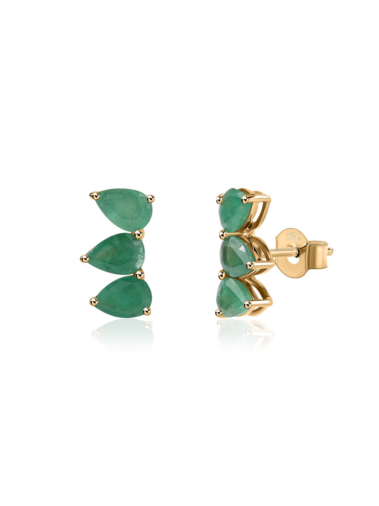 Natural Green Emerald Trio Earrings