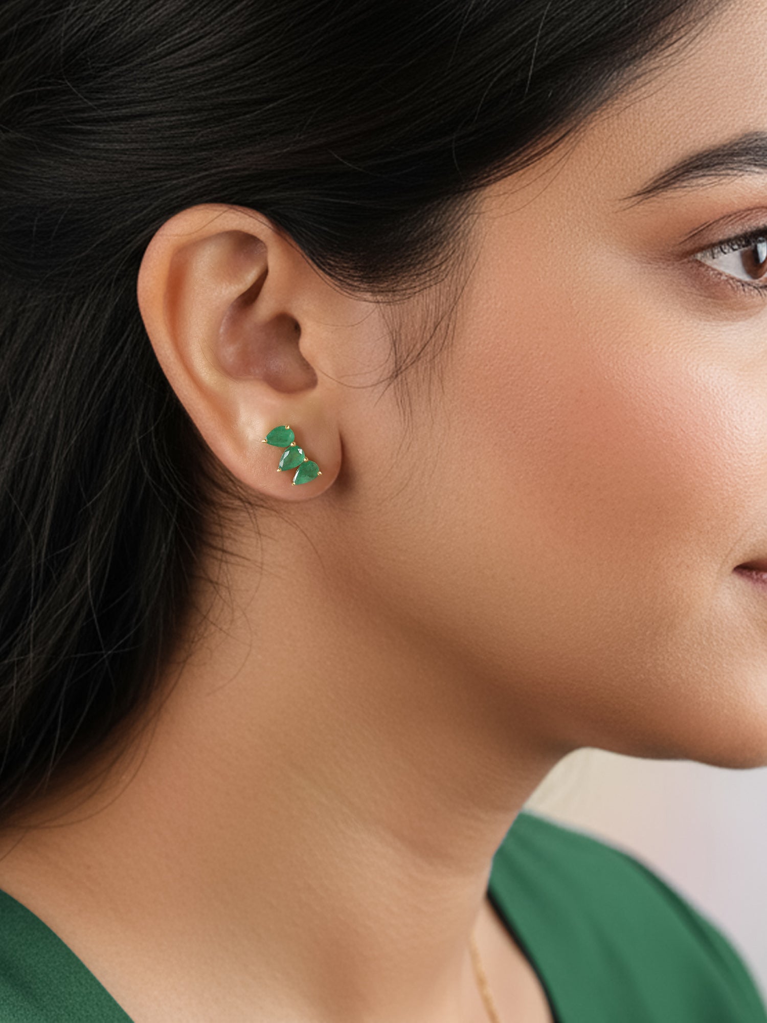 Double Pear Natural Emerald Earrings