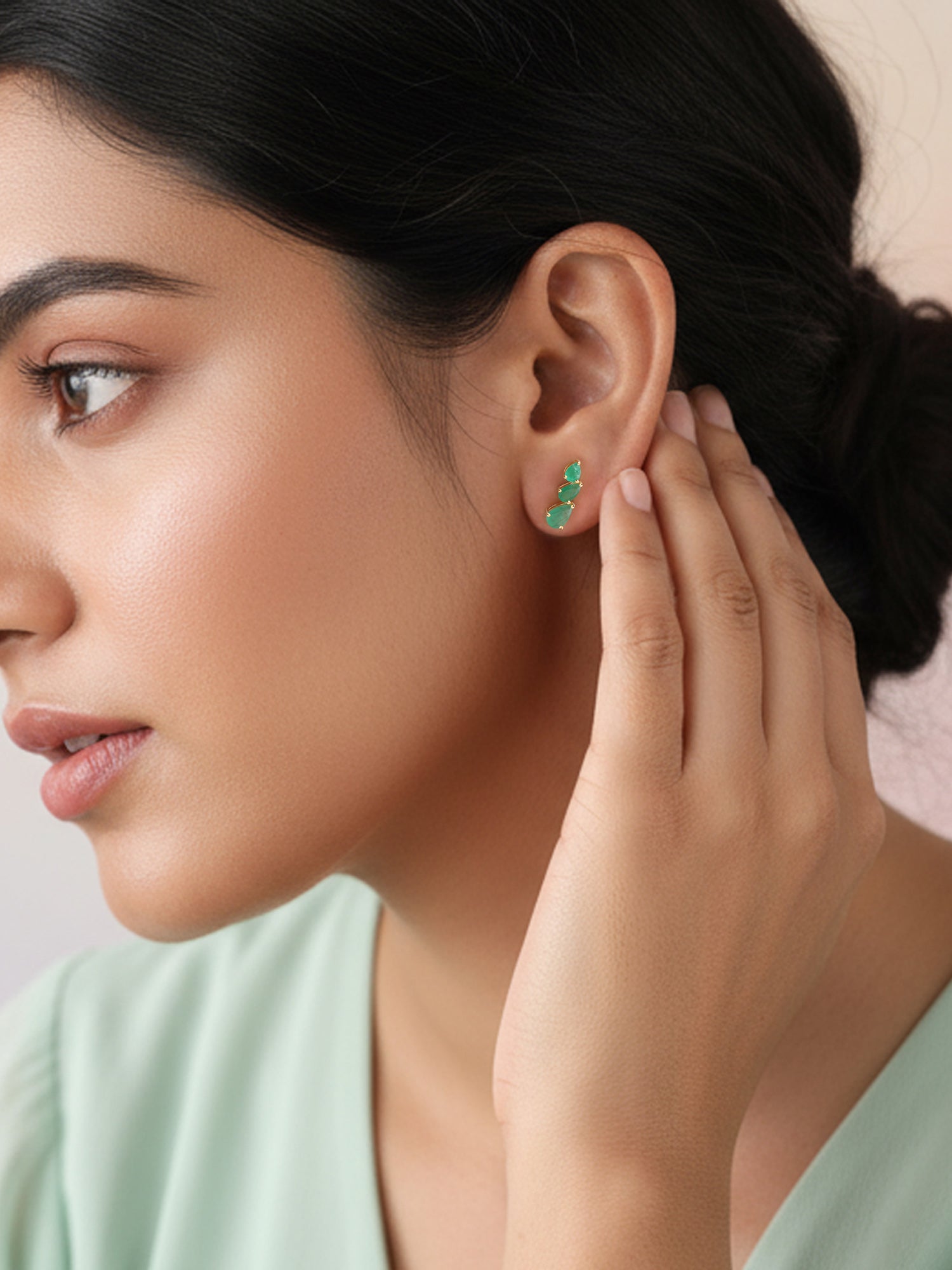 Pretty In Natural Green Emerald Earrings