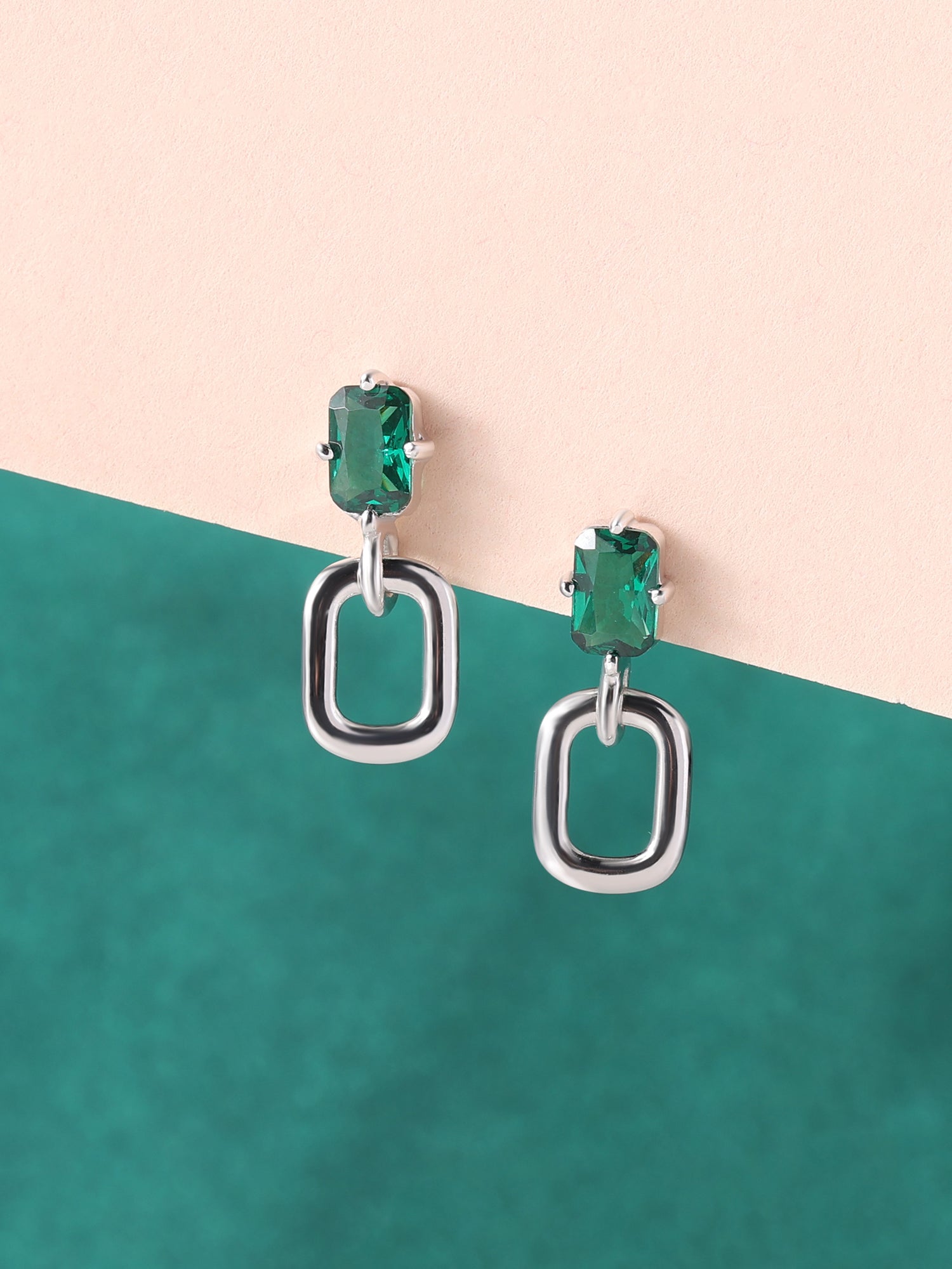 Octagon Emerald Earring For Women