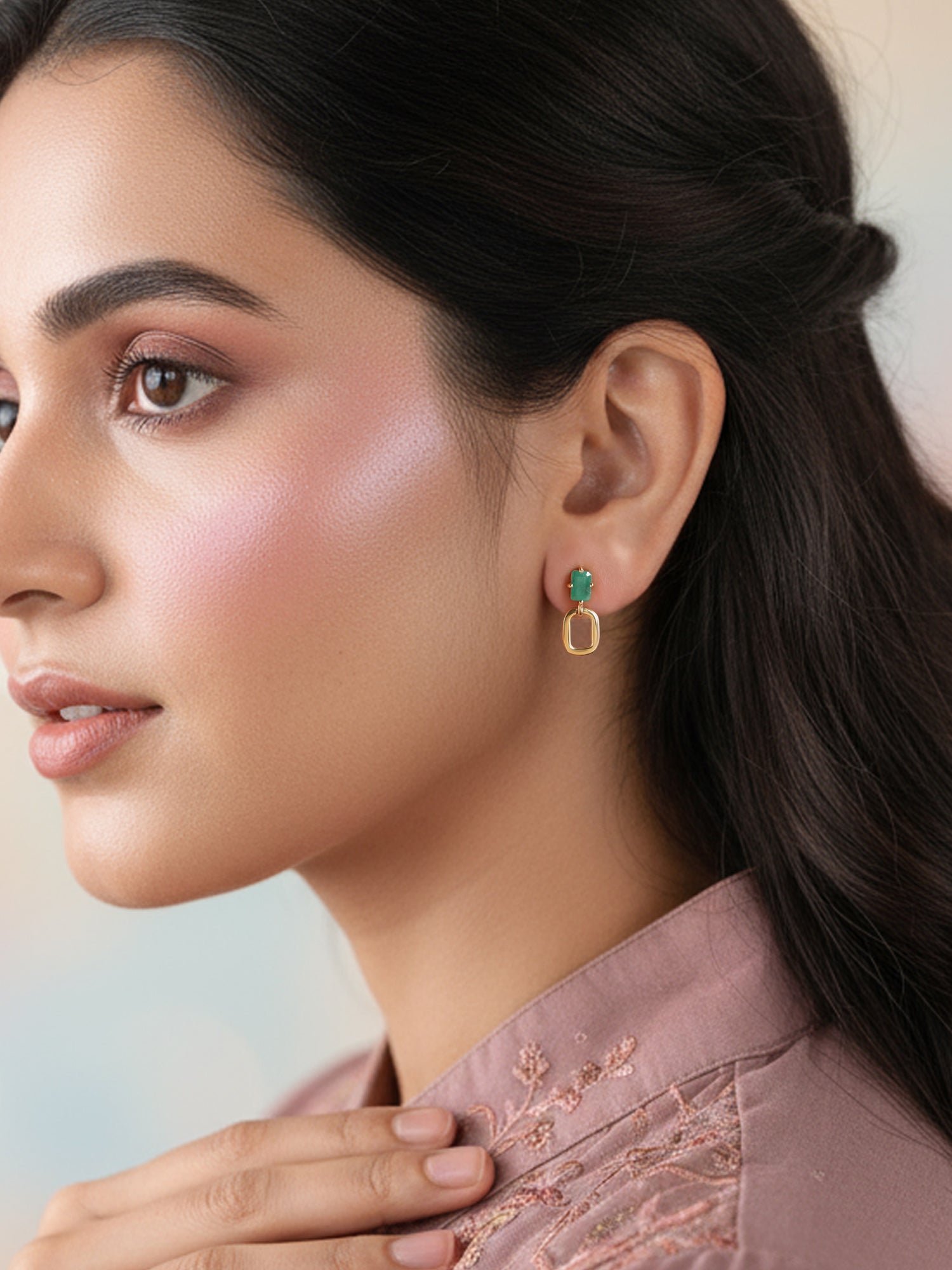 Natural Emerald Drop Earrings