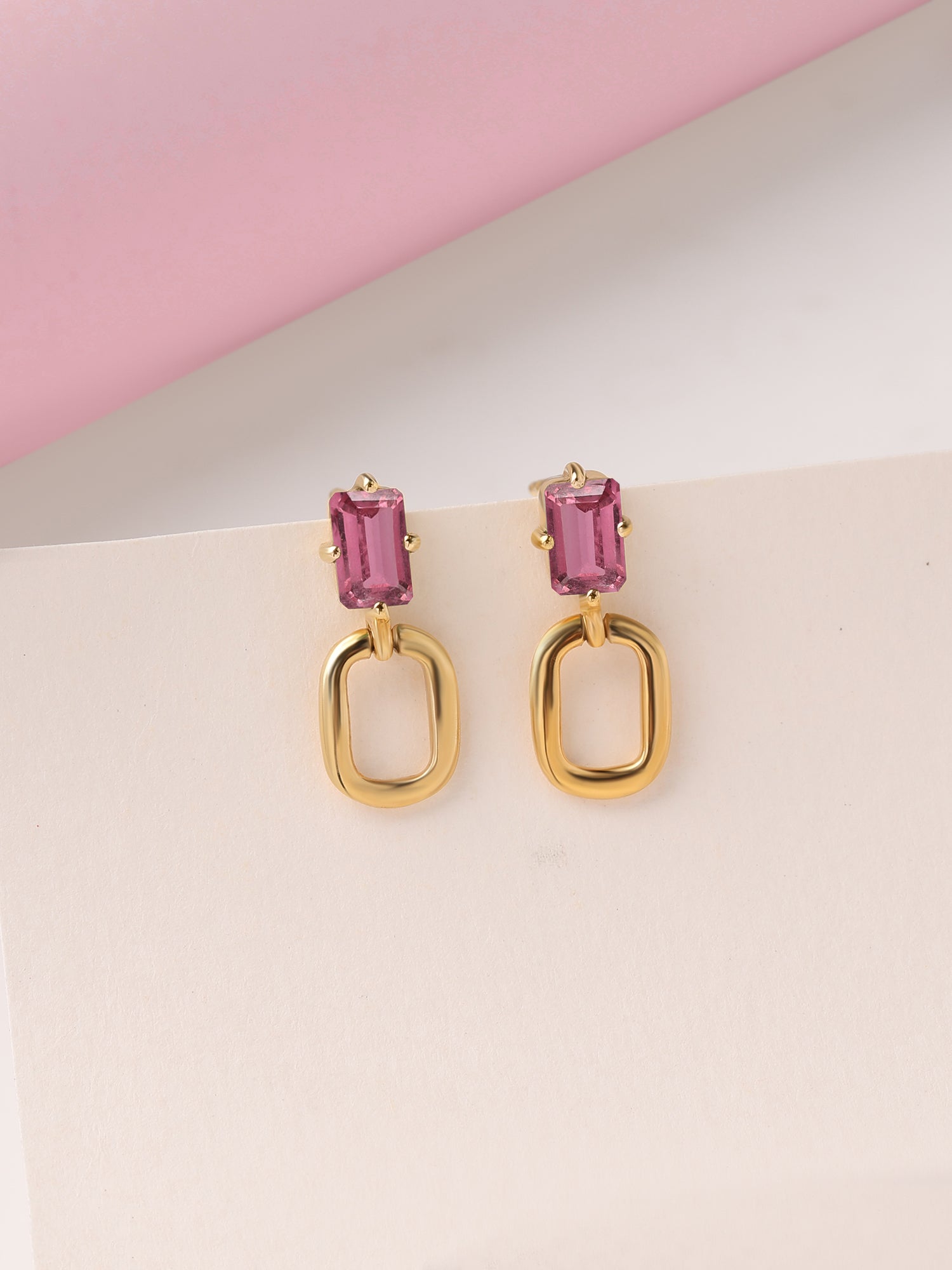 Natural Tourmaline Drop Gold Earrings
