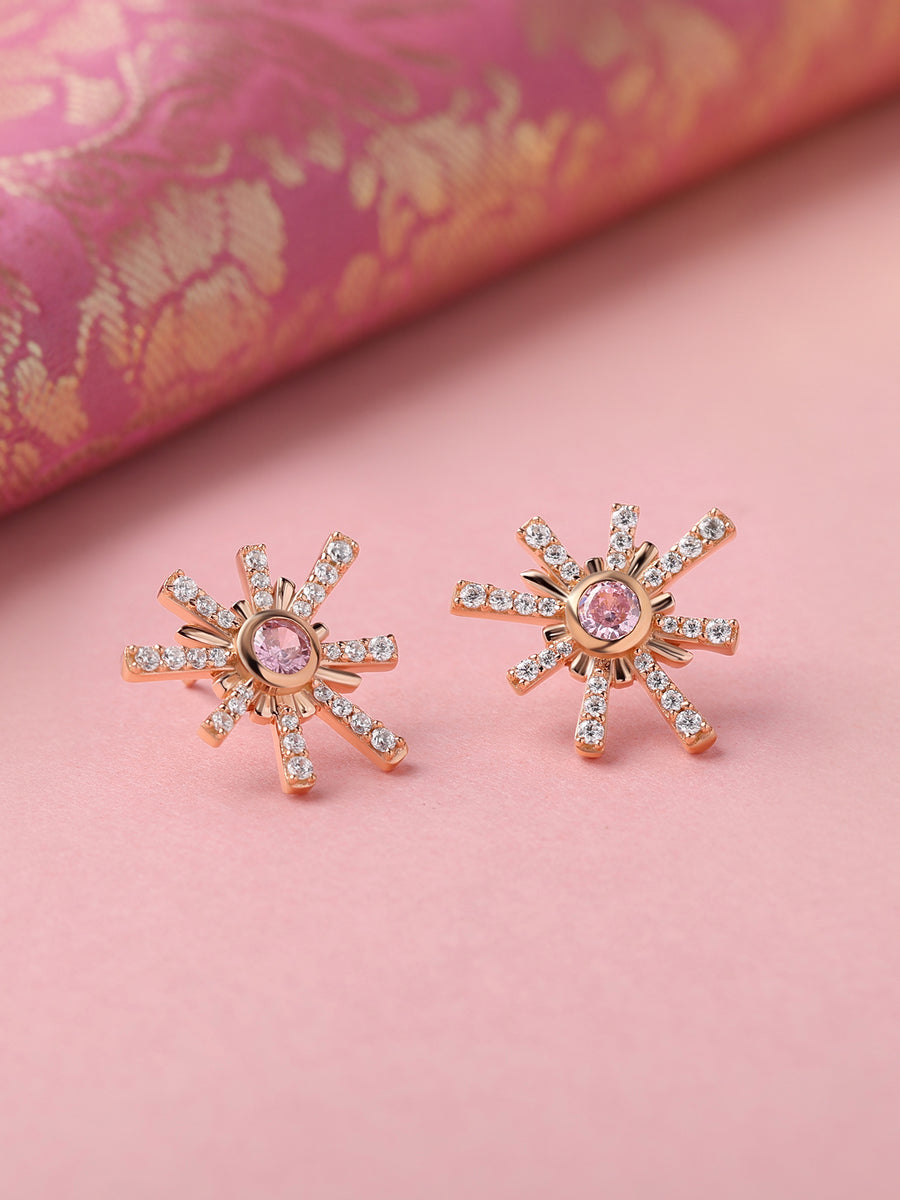Rose Gold And Pink Sparkles Earrings